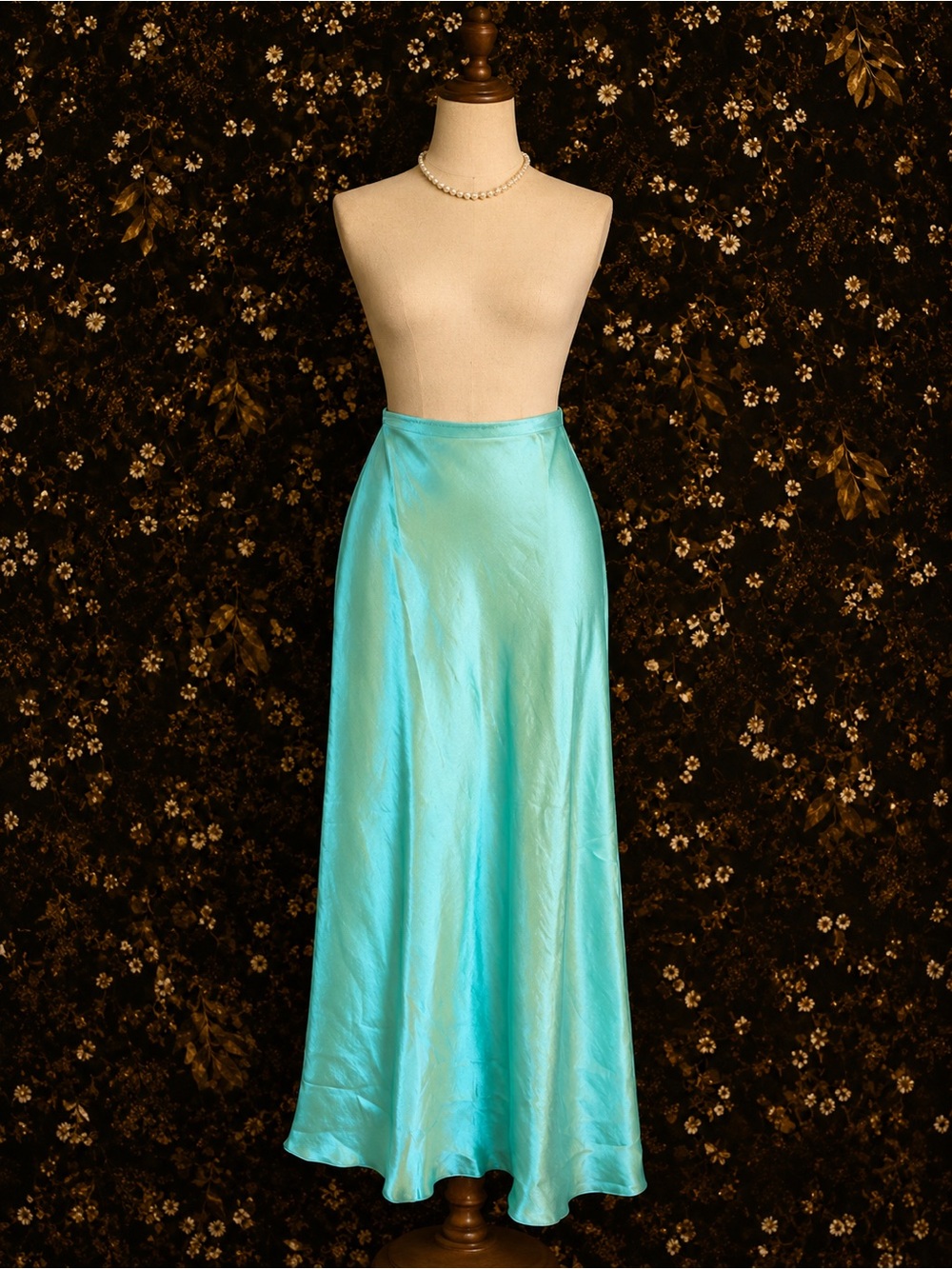 ASOS Aqua Satin Maxi Skirt